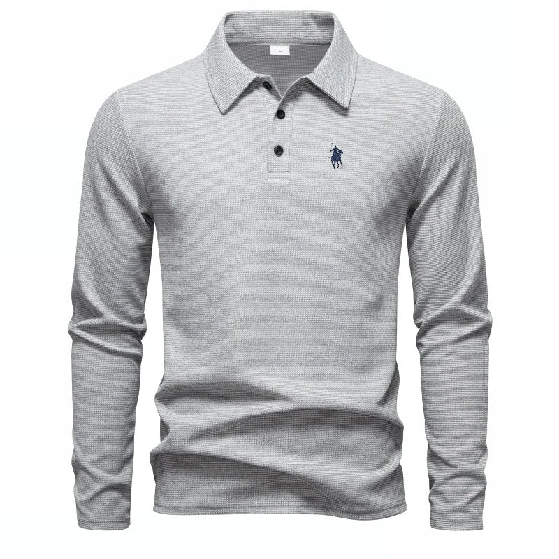 Luxury polo shirt embroidered long sleeved men's clothing 2025 autumn new style comfortable and breathable casual brand T-shirt
