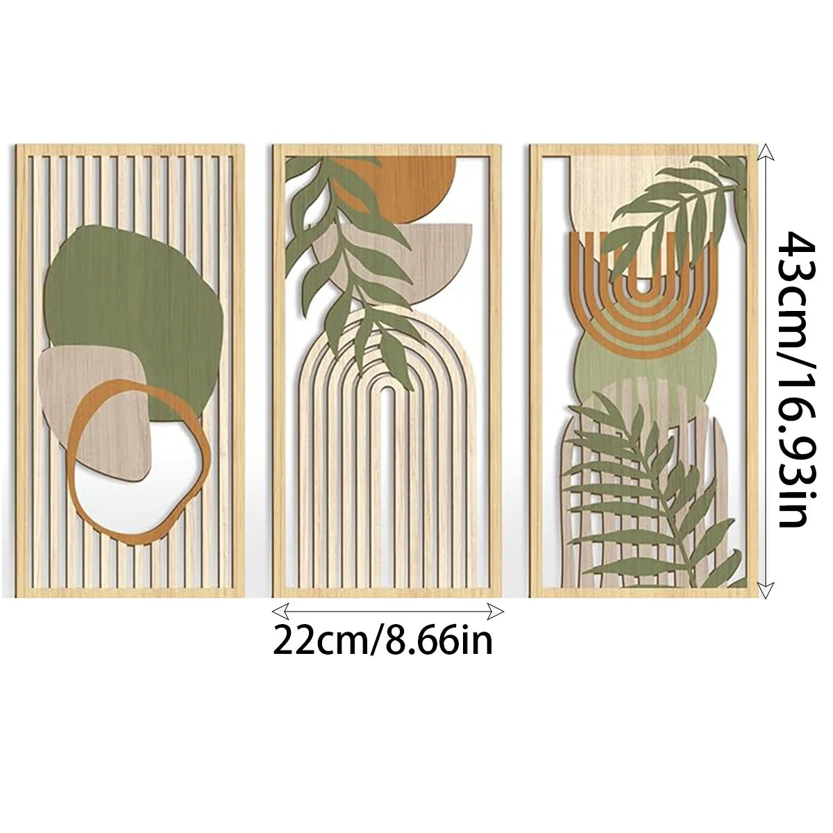 3pcs Bohemian Style Hollow Wooden Wall Art Abstract Geometry Decor for Bedroom Living Room Dining Room Porch