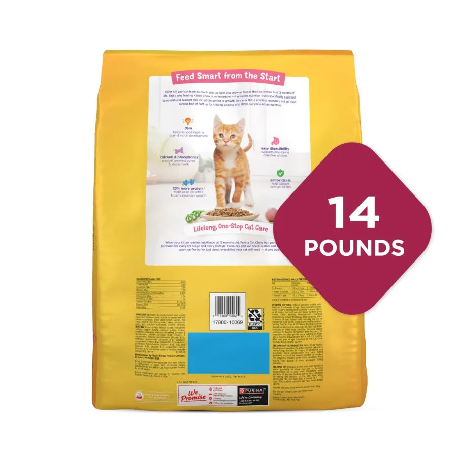Purina Kitten Chow Healthy Development with Real Salmon Cat Food 14 lb Bag