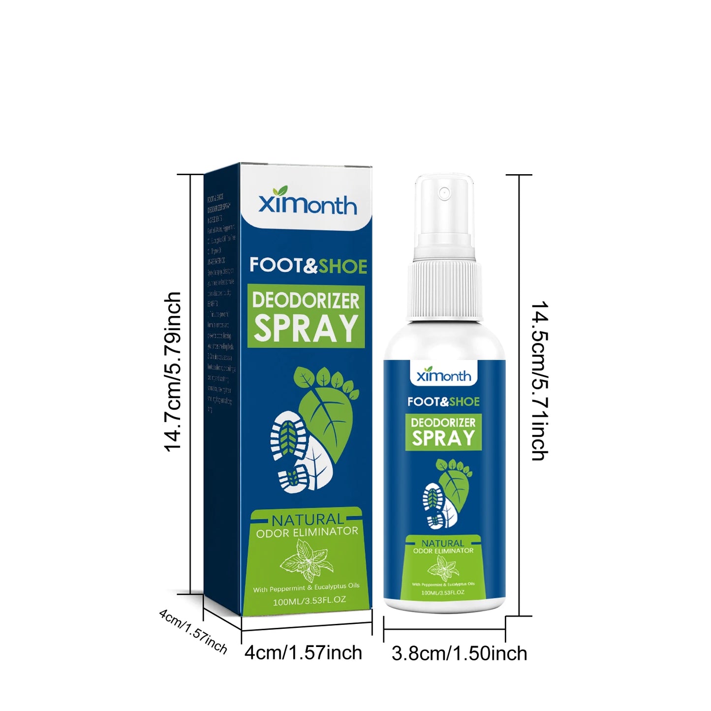Ximonth Foot Deodorant Spray Relieve Foot Sweat Eliminate Foot Odors Soothing Itching Lasting Fragrance Foot Deodorant Spray