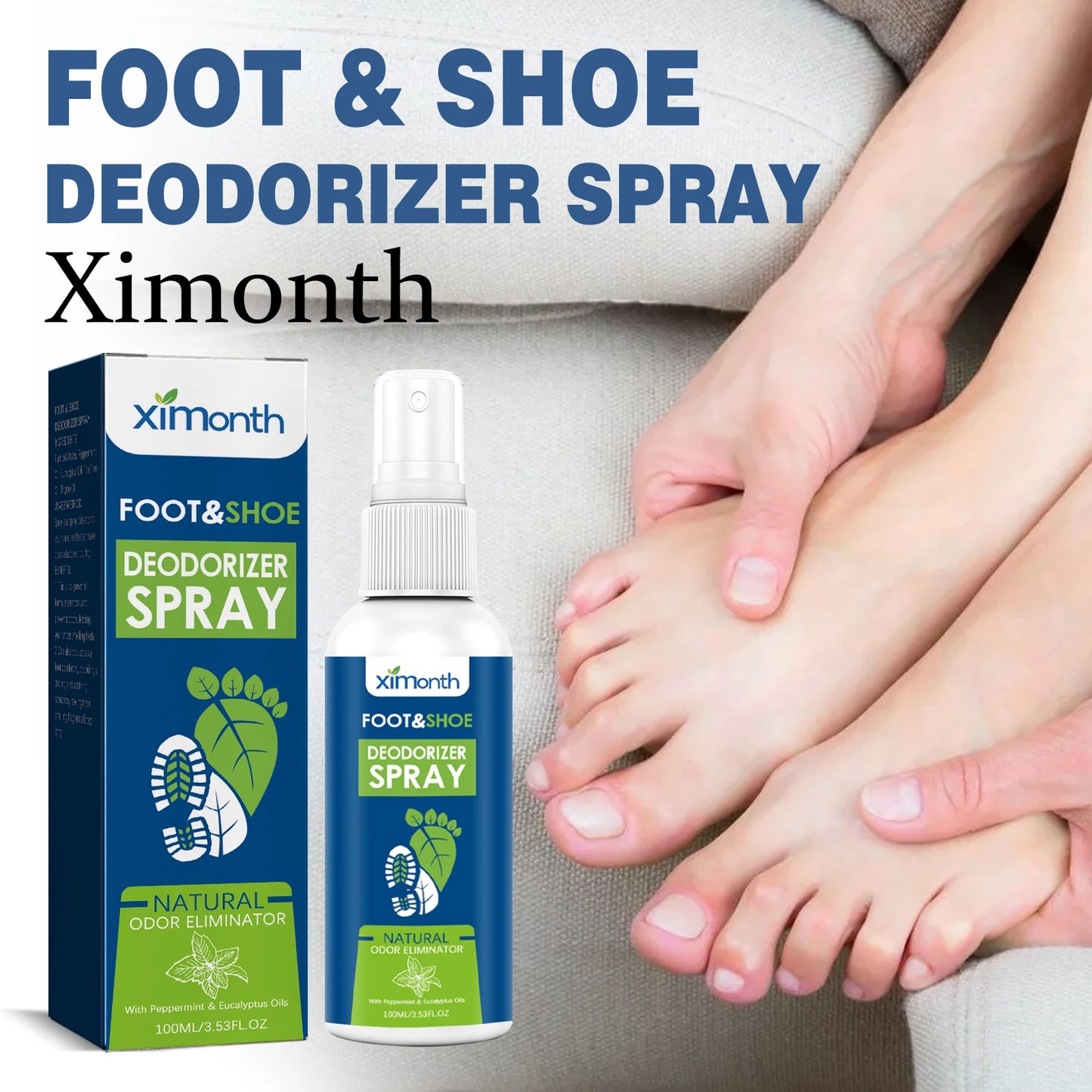 Ximonth Foot Deodorant Spray Relieve Foot Sweat Eliminate Foot Odors Soothing Itching Lasting Fragrance Foot Deodorant Spray