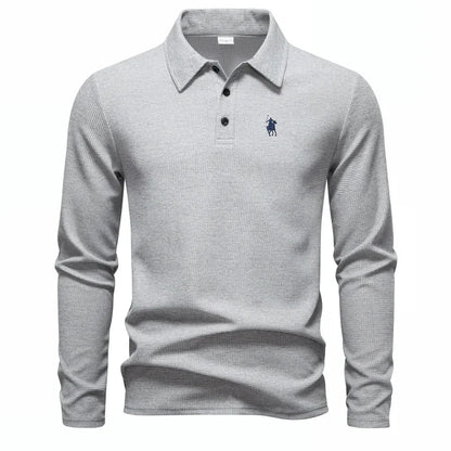 Luxury polo shirt embroidered long sleeved men's clothing 2025 autumn new style comfortable and breathable casual brand T-shirt