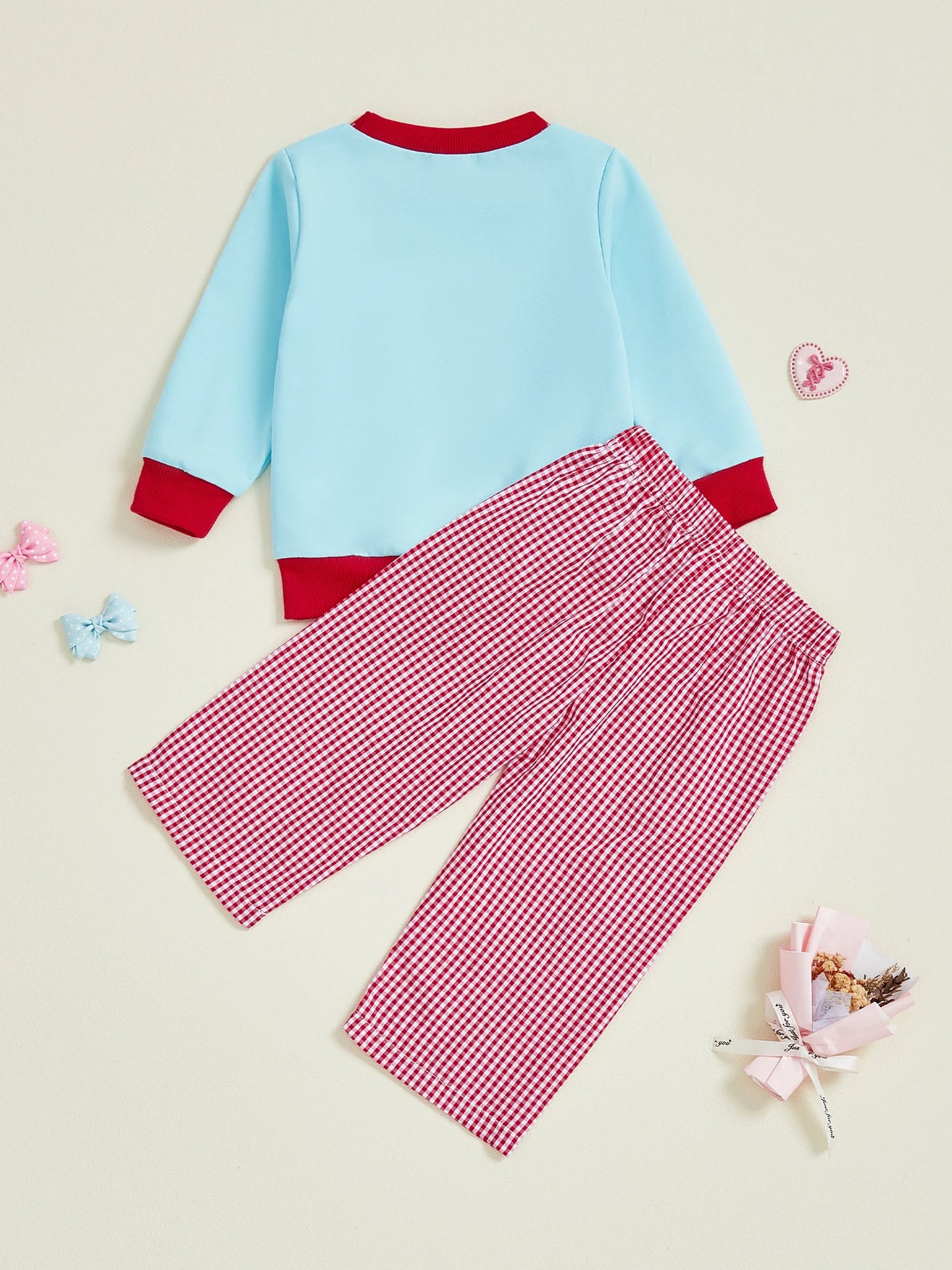 Baby Girl Valentine s Day Outfits Heart Print Ruffle Sleeve Top Elastic Waist Bowknot Leggings 2 Pcs Set for Toddler Girls