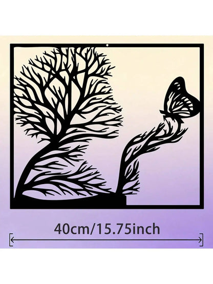 3pcs Black Metal Wall Art Decor Tree Of Life Metal Tree Wall Art Tree Sign Metal Wall Decoration Housewarming Hanging Wall Art