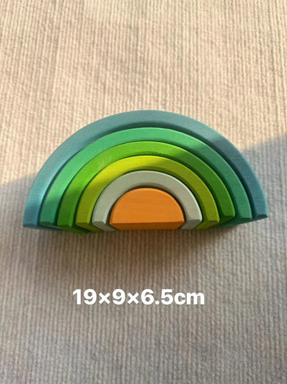 High Quality Wooden Toys Pastel Basswood Rainbow Stacking Blocks Pine Building Semi Sorting Peg Dolls Balls for Kids Play