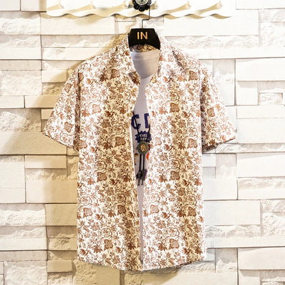 Summer High Quality Cotton Mens Hawaiian Shirt Printed Short Sleeve Big Size Hawaii Men Beach Floral Shirts Multiple 1037