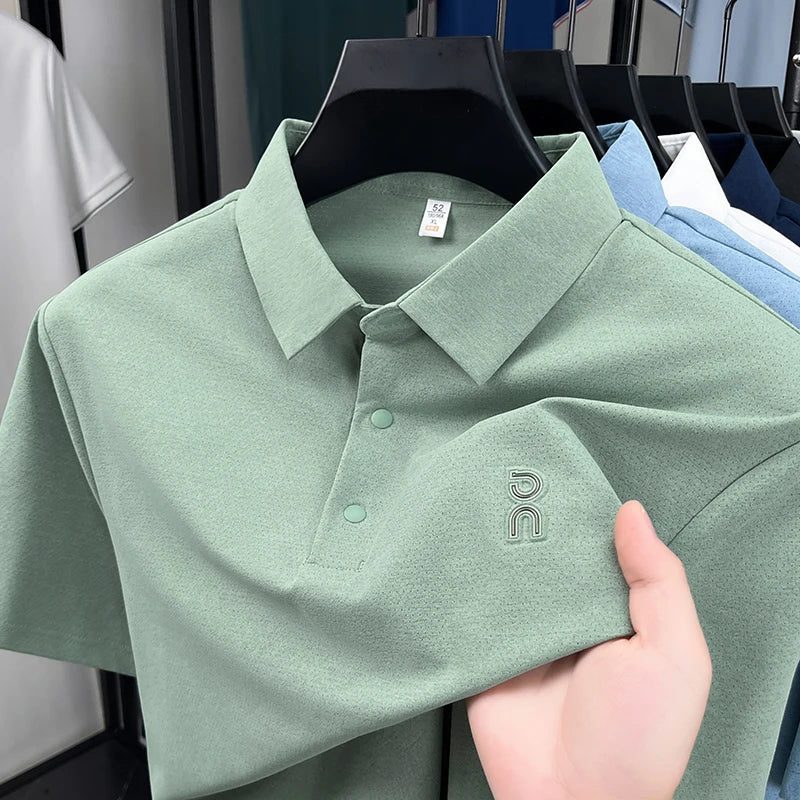 New Men's Short sleeved Printed Polo Shirt Summer Luxury Brand Fashion Business Cool Anti wrinkle Lapel T-shirt Top Men's Wear