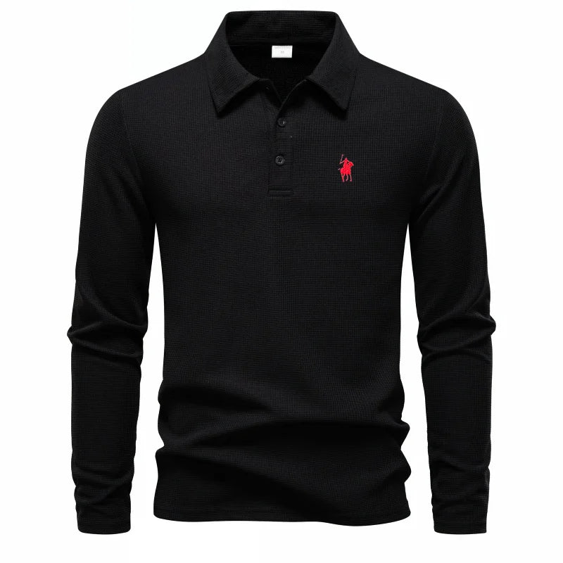Luxury polo shirt embroidered long sleeved men's clothing 2025 autumn new style comfortable and breathable casual brand T-shirt