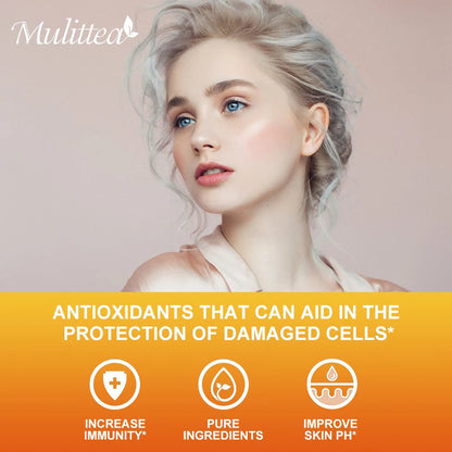 Mulittea Vitamin E Capsules Helps Blood Birculation and Antioxidant &Brightens Skin Tone Daily Vitamin Supplement Beauty Health