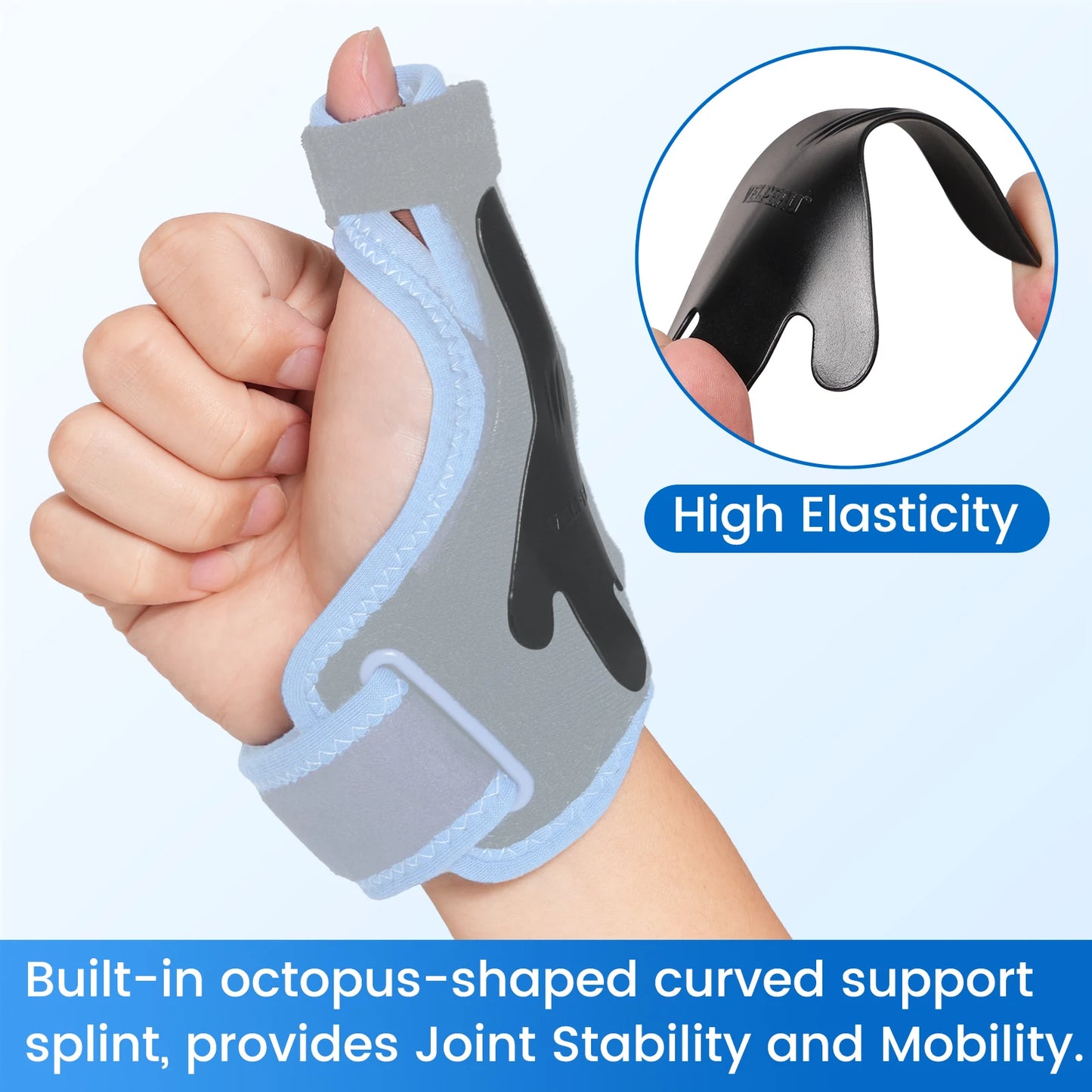 VELPEAU Thumb Support Brace for Tenosynovitis, Sprain and Mouse Hand, Ultra Lightweight Thumb Splint with Ambidextrous Design