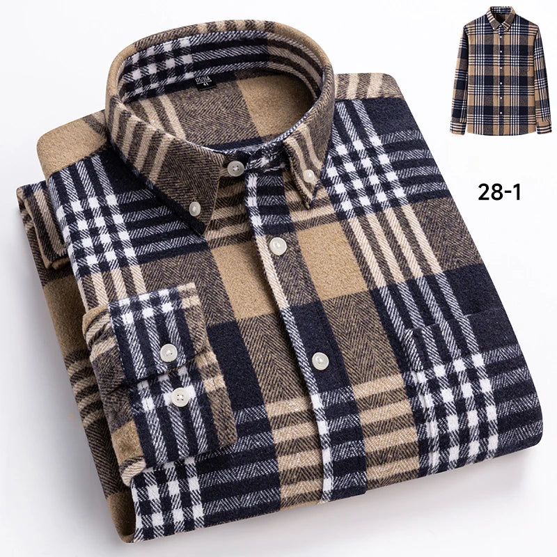 New in shirt plus size 7xl100%cotton long-sleeve shirts for men slim fit casual plain shirt soft keroan designer plaid clotheing