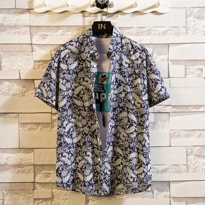 Summer High Quality Cotton Mens Hawaiian Shirt Printed Short Sleeve Big Size Hawaii Men Beach Floral Shirts Multiple 1037