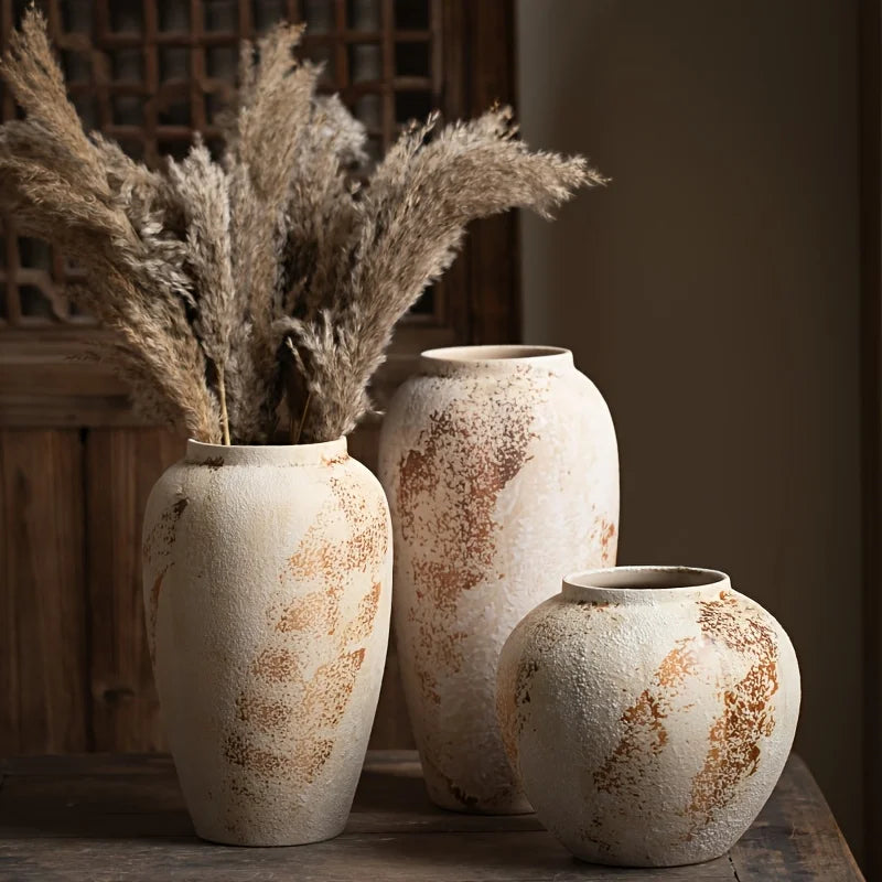 Elegant Retro White Speckled Ceramic Flower Pot - Exquisite Design Creates an Elegant Atmosphere, Suitable for Various Flowers, Unique Speckled Texture Adds Classical Beauty, Perfect for Decorating Home or Office Spaces