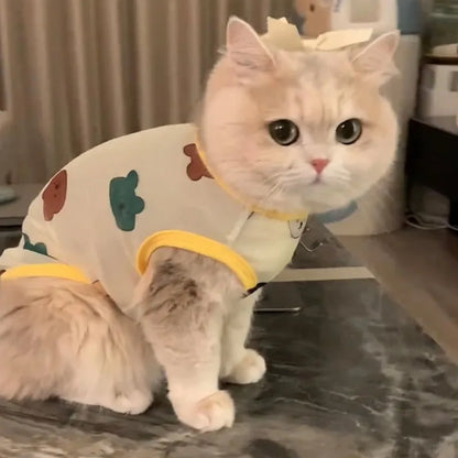 Pet Vest Spring Summer Cartoon Anti Loose Fur Soft Ventilated Adorable Ins Style Slim Cooling Elastic Kitty Casual Light Outdoor