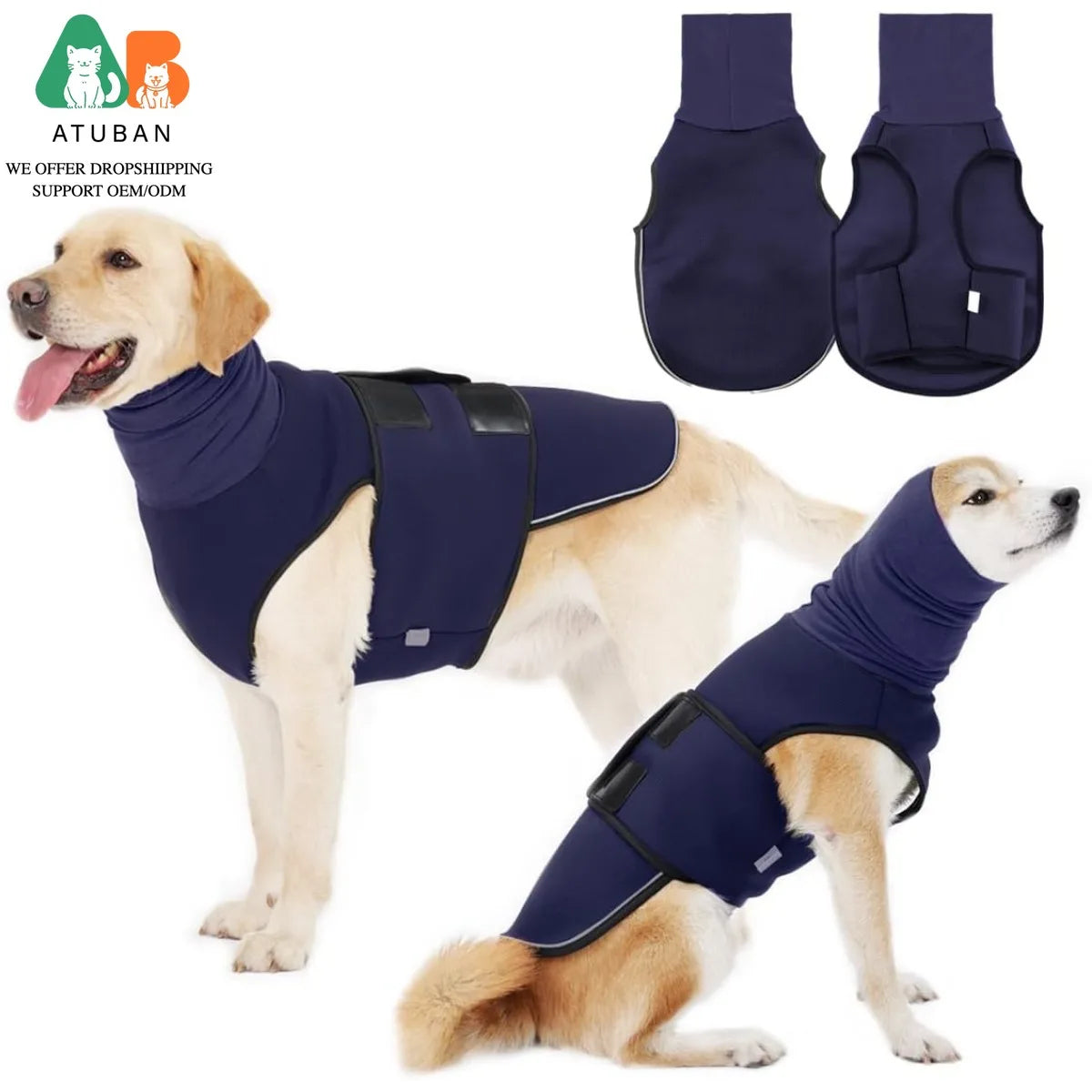 ATUBAN Dog Anxiety Vest Coat,Vet Visits and Separation-Keep Pet Calm,Dog Jacket for Thunder,Anti Anxiety Vest for Dogs and Cat