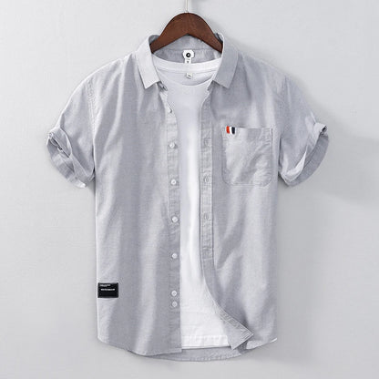 Pure Cotton, Men's Fashion Business Comfortable Slim British Style Youth Solid Color Work Leisure All Breathable Cotton Shirt