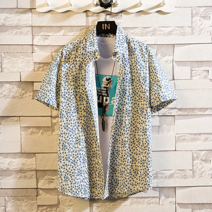Summer High Quality Cotton Mens Hawaiian Shirt Printed Short Sleeve Big Size Hawaii Men Beach Floral Shirts Multiple 1037