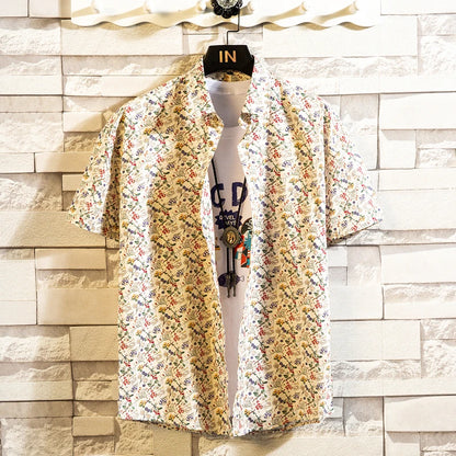 Summer High Quality Cotton Mens Hawaiian Shirt Printed Short Sleeve Big Size Hawaii Men Beach Floral Shirts Multiple 1037