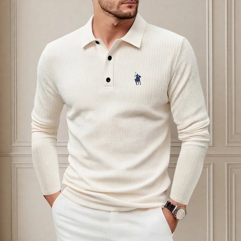 Luxury polo shirt embroidered long sleeved men's clothing 2025 autumn new style comfortable and breathable casual brand T-shirt
