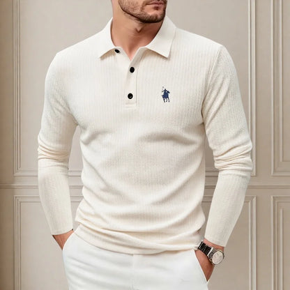 Luxury polo shirt embroidered long sleeved men's clothing 2025 autumn new style comfortable and breathable casual brand T-shirt