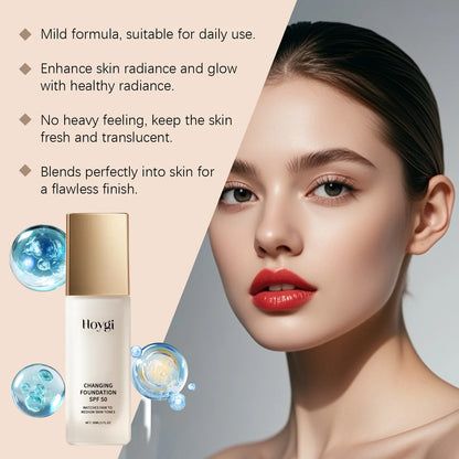 Protective Liquid Concealer Foundation Lightweight Matte Concealer Spf50 Oil Control Natural Coverage Soothing for Oily/Dry Skin