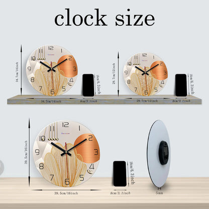 Light Luxury Geometric Pattern Tempered Glass Wall Clock Living Room Bedroom Kitchen Home Decoration Wall Clock Silent Quartz Clock Holiday Gift 12 Inches 14 Inches 16inch (No Battery)