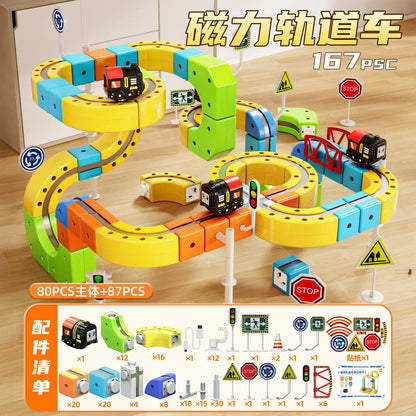 Sell Well Children'S Anti-Gravity Magnetic Attraction Track Train Changeable Magnetic Magic Rail Car Electric Train Toy
