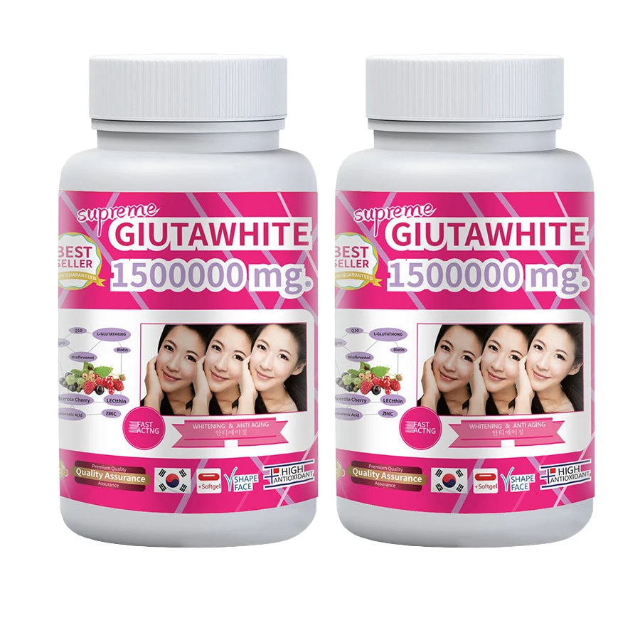 Gluta White 1500000mg. Collagen Stimulator Healthy Blood Circulation - Glutathione Skin Whitening Formula - 30 Softgel Capsules