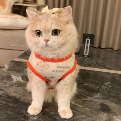 Pet Vest Spring Summer Cartoon Anti Loose Fur Soft Ventilated Adorable Ins Style Slim Cooling Elastic Kitty Casual Light Outdoor