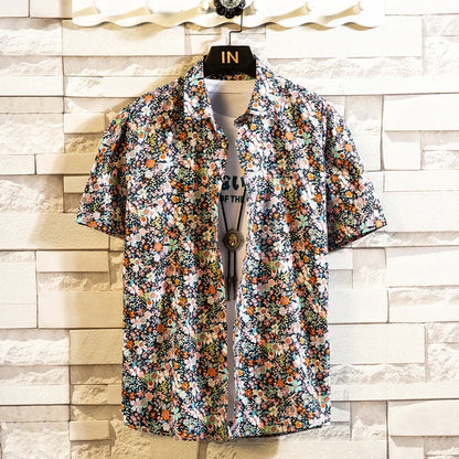 Summer High Quality Cotton Mens Hawaiian Shirt Printed Short Sleeve Big Size Hawaii Men Beach Floral Shirts Multiple 1037