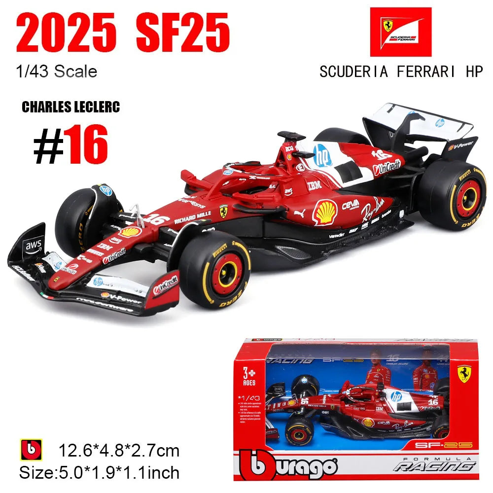 Bburago 1:43 New F1 Mercedes-AMG 2025 W16 #63 George Russell #12 Kimi Antonelli Alloy Car Die Cast Model Toy Collectible