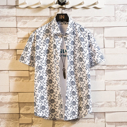 Summer High Quality Cotton Mens Hawaiian Shirt Printed Short Sleeve Big Size Hawaii Men Beach Floral Shirts Multiple 1037