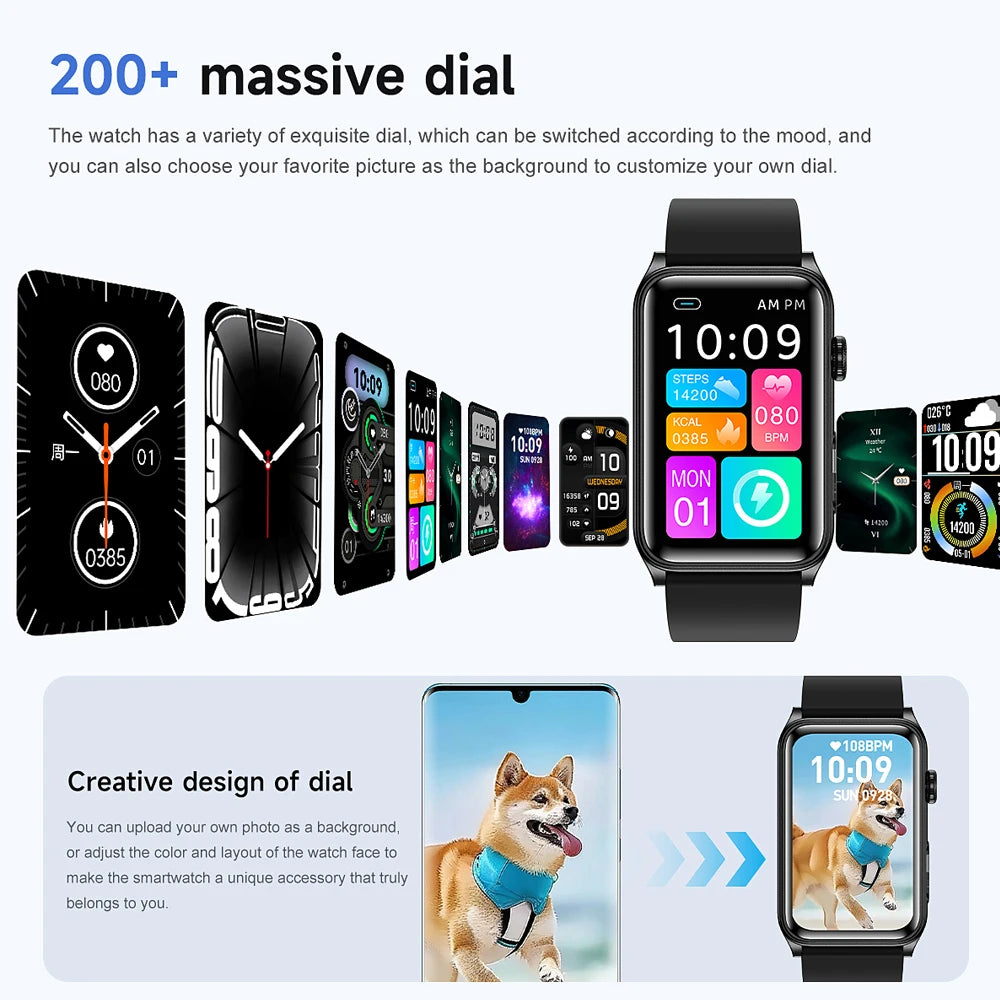 2025 New Nursing Grade Smart Watch Women Blood Pressure Temperature Monitoring Bluetooth Call Smartwatch Men For Android iOS