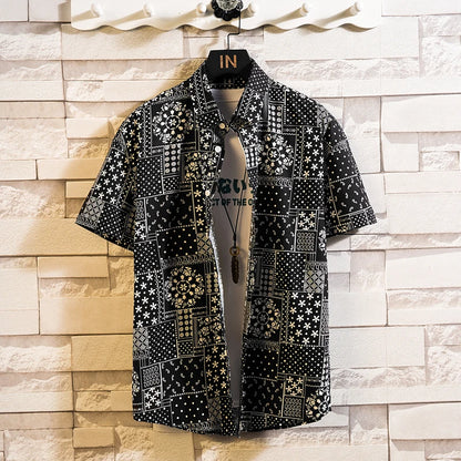Summer High Quality Cotton Mens Hawaiian Shirt Printed Short Sleeve Big Size Hawaii Men Beach Floral Shirts Multiple 1037