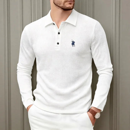 Luxury polo shirt embroidered long sleeved men's clothing 2025 autumn new style comfortable and breathable casual brand T-shirt