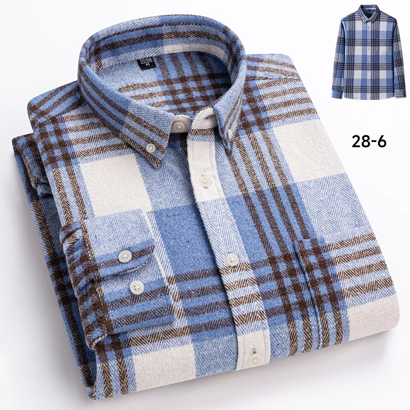 New in shirt plus size 7xl100%cotton long-sleeve shirts for men slim fit casual plain shirt soft keroan designer plaid clotheing