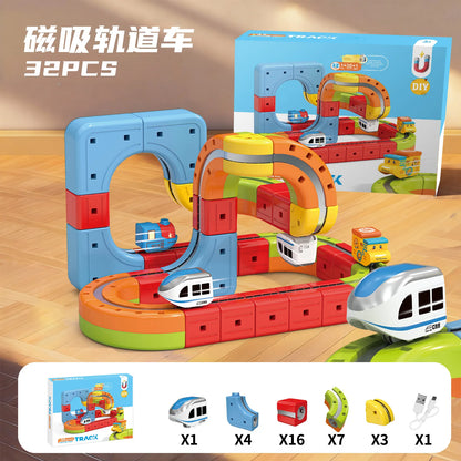 Sell Well Children'S Anti-Gravity Magnetic Attraction Track Train Changeable Magnetic Magic Rail Car Electric Train Toy