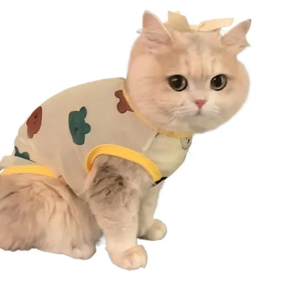 Pet Vest Spring Summer Cartoon Anti Loose Fur Soft Ventilated Adorable Ins Style Slim Cooling Elastic Kitty Casual Light Outdoor