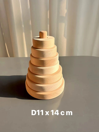 High Quality Wooden Toys Pastel Basswood Rainbow Stacking Blocks Pine Building Semi Sorting Peg Dolls Balls for Kids Play