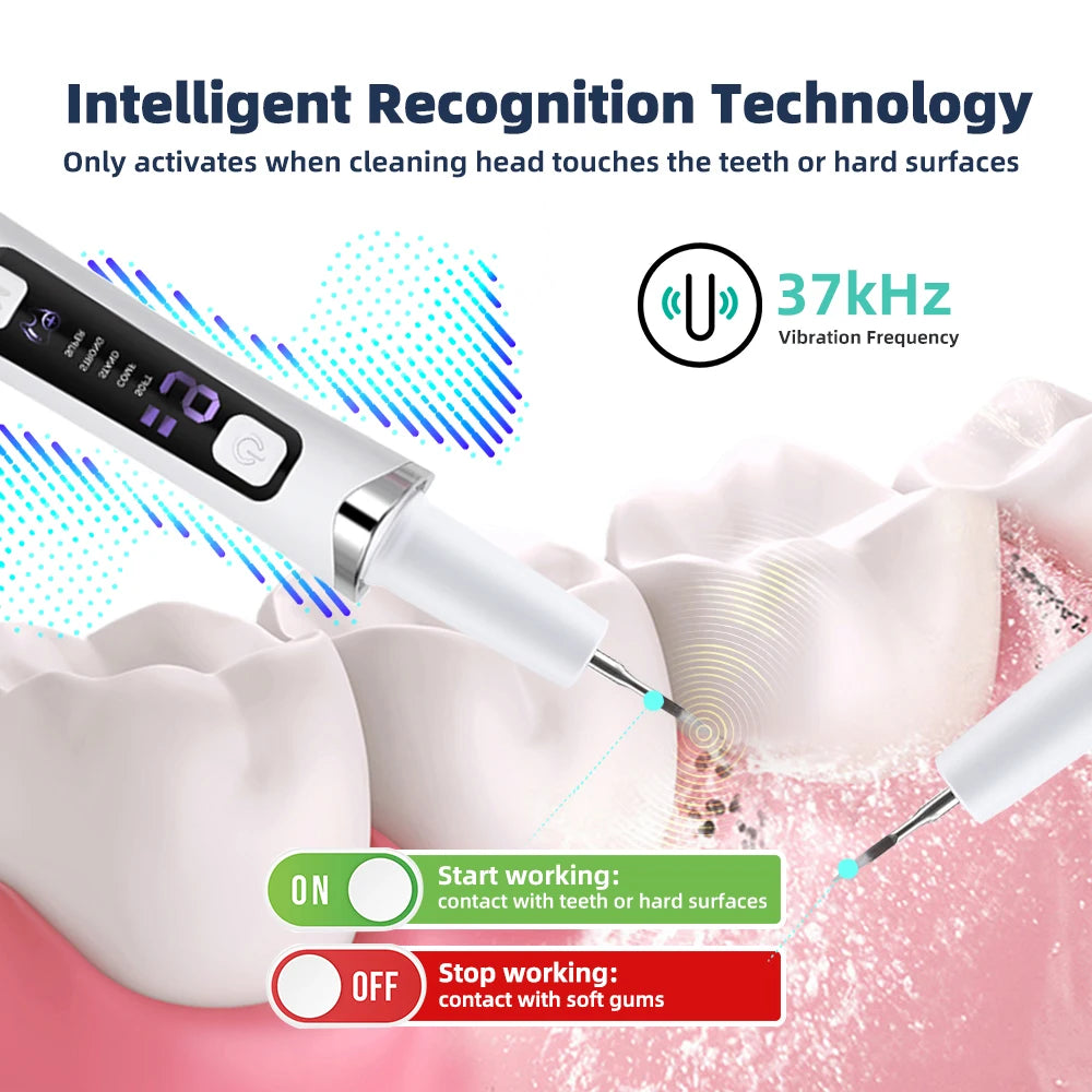 Electric Ultrasonic Dental Scaler 5 Modes Calculus Oral Tartar Remover Tooth Stain 9 Levels Cleaner Teeth Whitening Oral Care