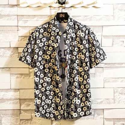 Summer High Quality Cotton Mens Hawaiian Shirt Printed Short Sleeve Big Size Hawaii Men Beach Floral Shirts Multiple 1037