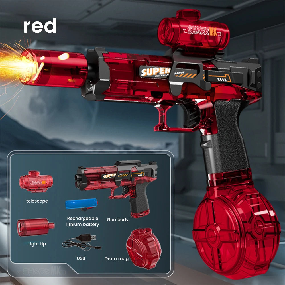 Children Simulated Flame Electric Water Gun Toys Summer Outdoor Beach Pool Fight Game Kids Automatic Sensor Lights Watergun Gift