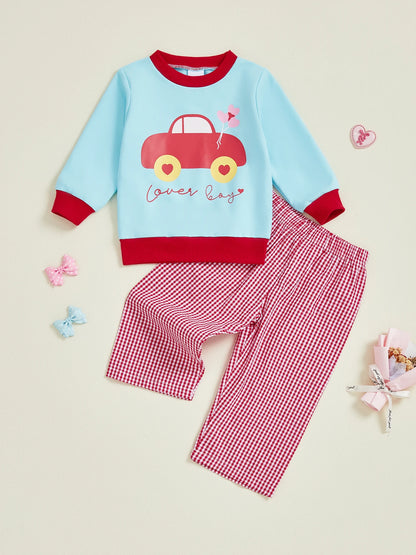 Baby Girl Valentine s Day Outfits Heart Print Ruffle Sleeve Top Elastic Waist Bowknot Leggings 2 Pcs Set for Toddler Girls