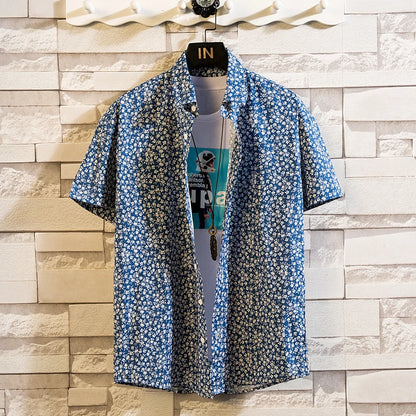 Summer High Quality Cotton Mens Hawaiian Shirt Printed Short Sleeve Big Size Hawaii Men Beach Floral Shirts Multiple 1037
