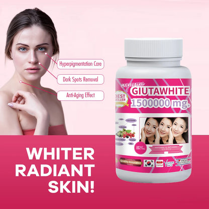 Gluta White 1500000mg. Collagen Stimulator Healthy Blood Circulation - Glutathione Skin Whitening Formula - 30 Softgel Capsules
