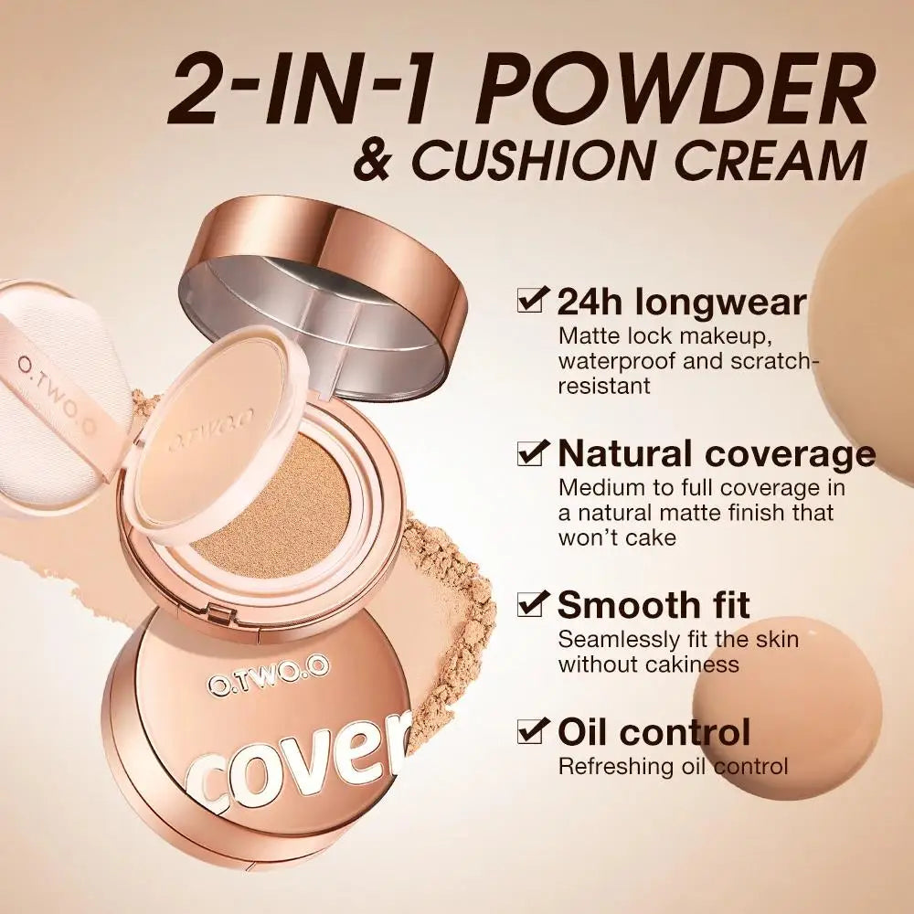 24H Long Lasting Air Cushion Cream Powder Oil Control Matte Soft Focus Concealer Pressed Makeup Foundation For Face