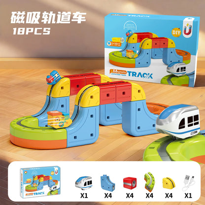 Sell Well Children'S Anti-Gravity Magnetic Attraction Track Train Changeable Magnetic Magic Rail Car Electric Train Toy