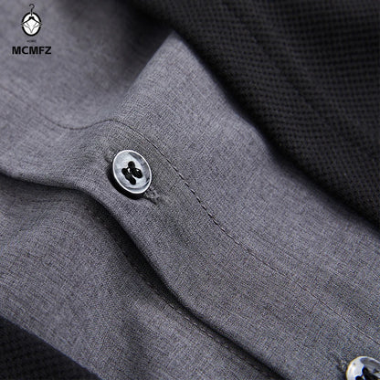 Men's Casual Long Sleeved Shirt Fake Two Piece Comfortable Outdoor Cardigan Korean Version Solid Color Fashionable Versatile Top