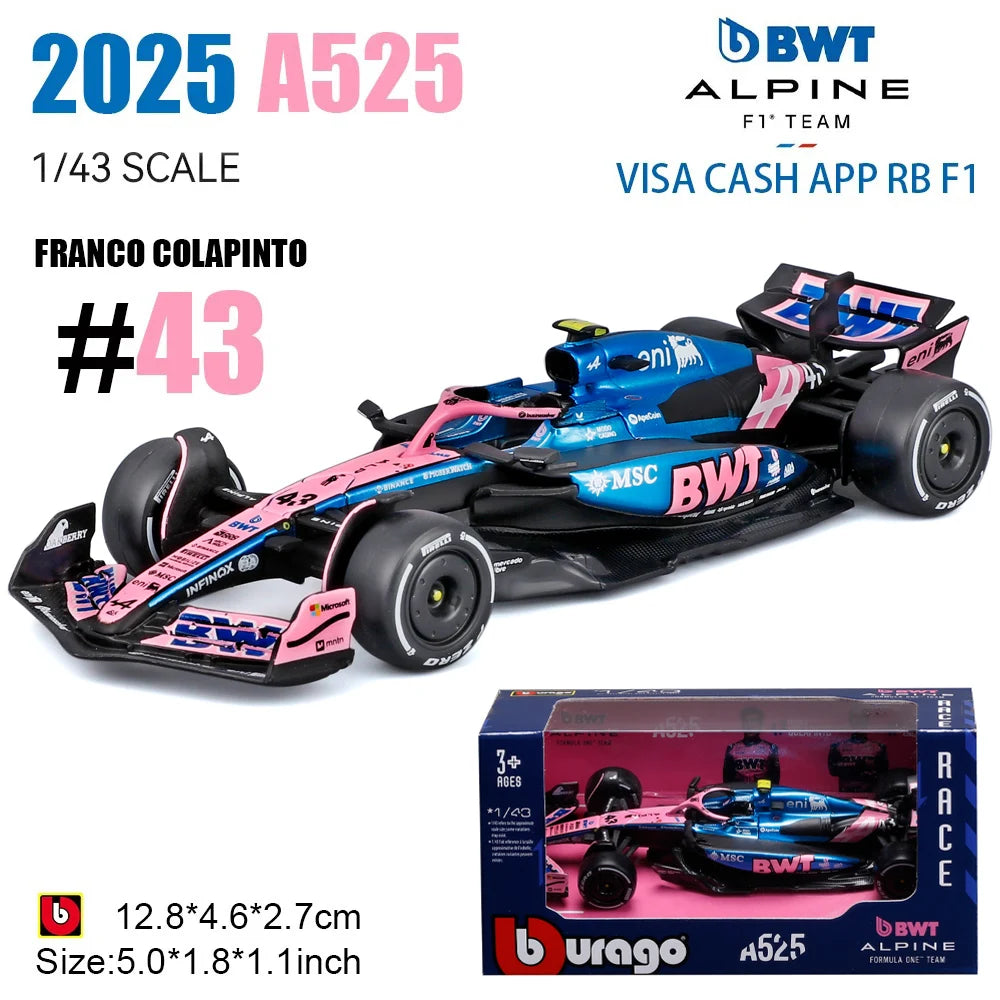Bburago 1:43 New F1 Mercedes-AMG 2025 W16 #63 George Russell #12 Kimi Antonelli Alloy Car Die Cast Model Toy Collectible