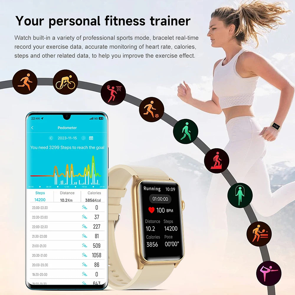 2025 New Nursing Grade Smart Watch Women Blood Pressure Temperature Monitoring Bluetooth Call Smartwatch Men For Android iOS